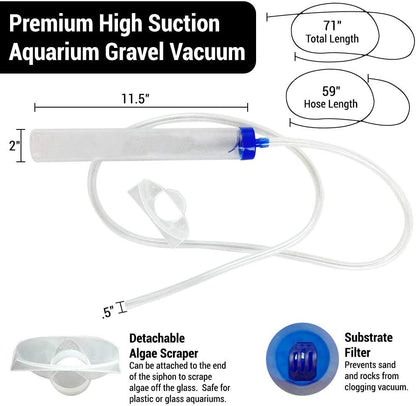 Premium Fish Tank Cleaner/Fish Tank Accessories + Free Plants! - Comes W/Gravel Vacuum for Aquarium, Fish Net, Magnet Brush & Algae Scraper - BPA Free Aquarium Supplies & Aquarium Cleaning Tools