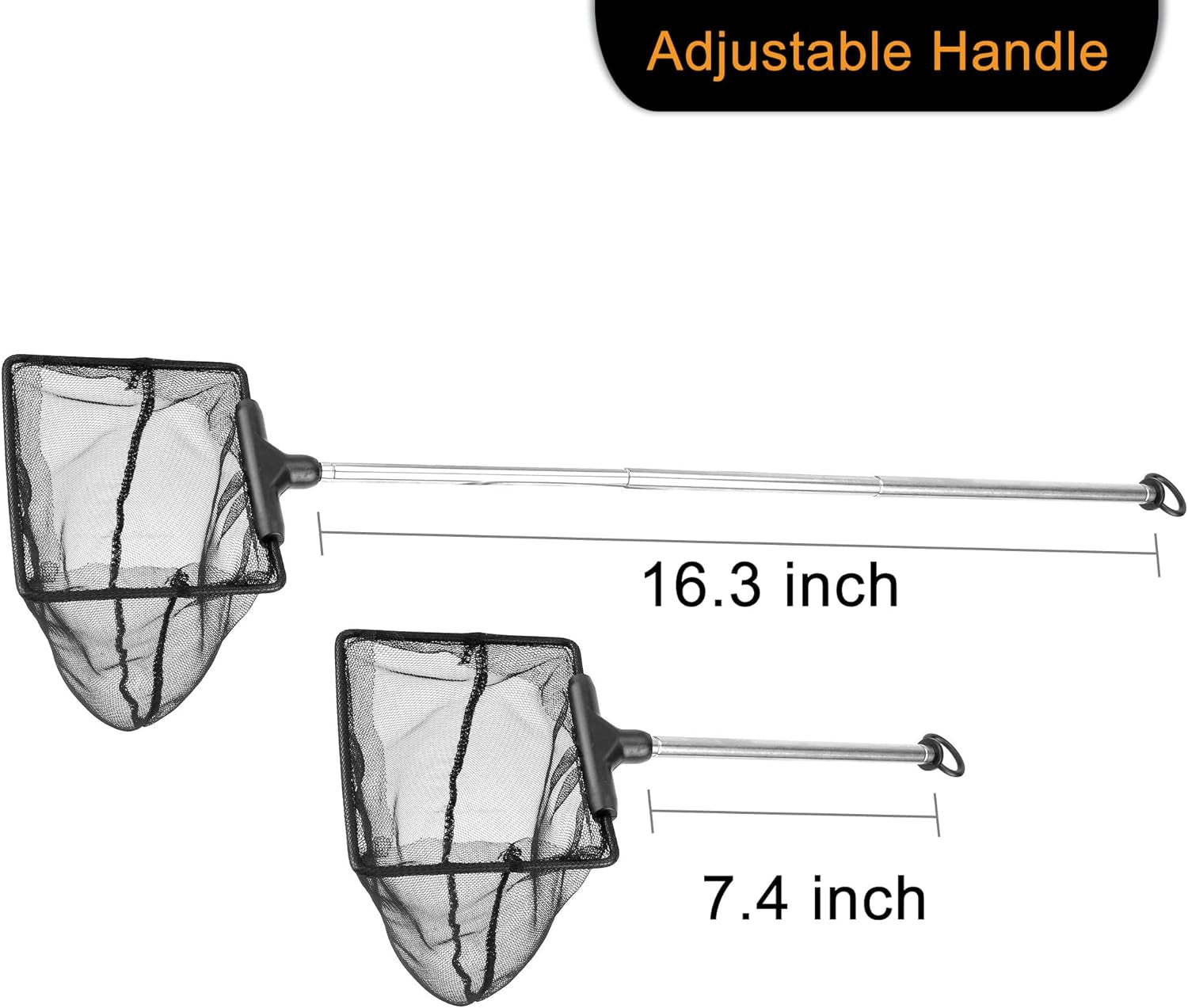 Aquarium Fish Net with Extendable Stainless Steel Long Handle, Fine Mesh Fish Net for Fish Tank Betta Fish Net