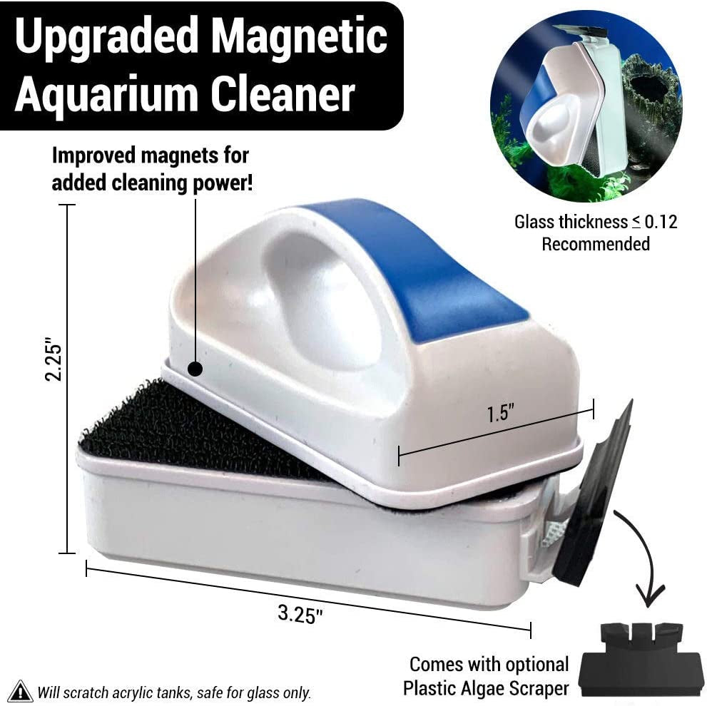 Premium Fish Tank Cleaner/Fish Tank Accessories + Free Plants! - Comes W/Gravel Vacuum for Aquarium, Fish Net, Magnet Brush & Algae Scraper - BPA Free Aquarium Supplies & Aquarium Cleaning Tools